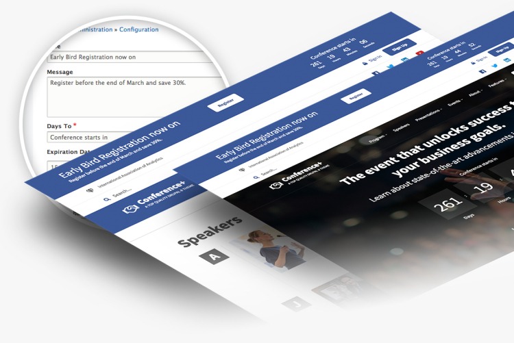 Top header Countdown Block Module to help you make impressive announcements