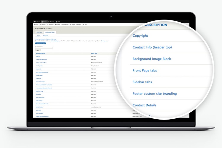 Comes with a multitude of custom, reusable blocks