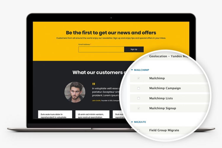 Flashy+ integrates with Mailchimp offering you a great solution for your newsletters