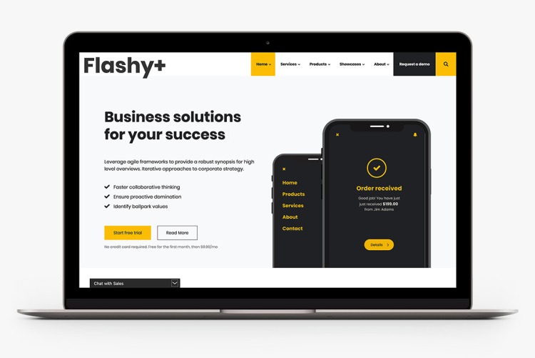 Flashy+ extends beyond the 1140px grid when your visitors use wide screen monitors