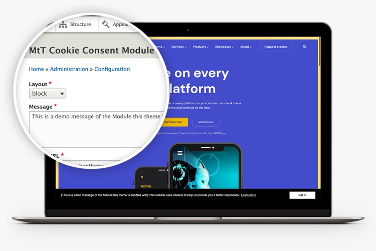 Cookie Consent Block Module in Groovy+ for Drupal 8