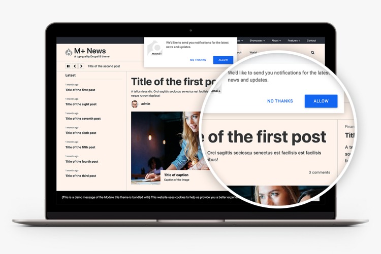 Push notifications in Minimal+ News for Drupal 10