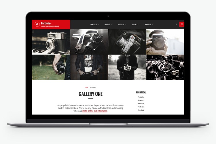 Full-width image galleries to showcase your creative work