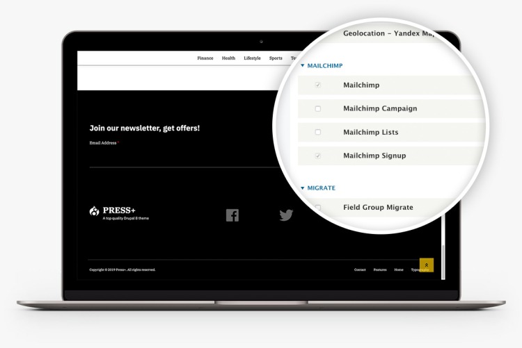 Press+ integrates with Mailchimp offering you a great solution for your newsletters