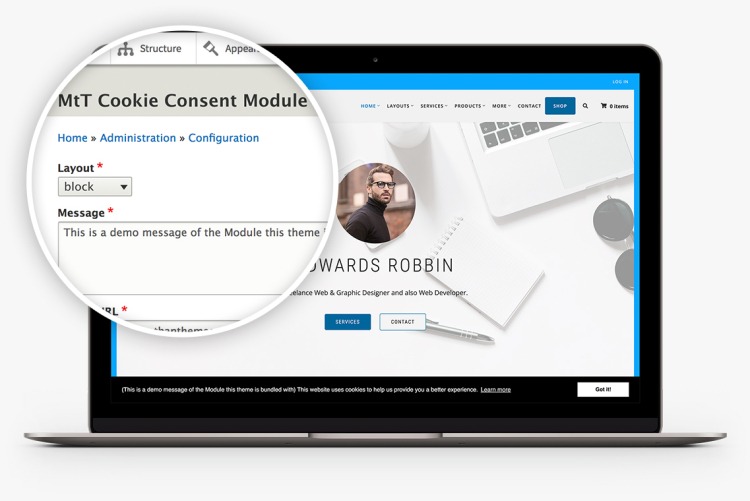 Cookie Consent Block Module in Showcase+ for Drupal 10