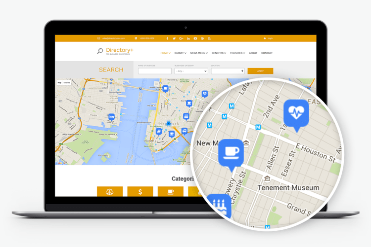 Custom map markers for every kind of business listed